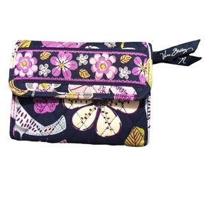 Vera Bradley Purple Floral Nightingale Trifold Wallet Organizer